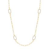 MICHAEL M Necklaces 14K Yellow Gold / 32" Pavé Link Station Necklace CN519
