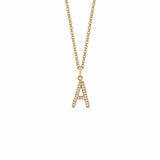 MICHAEL M Necklaces 14K Yellow Gold / A Diamond Initial Pendant P141-YG-A