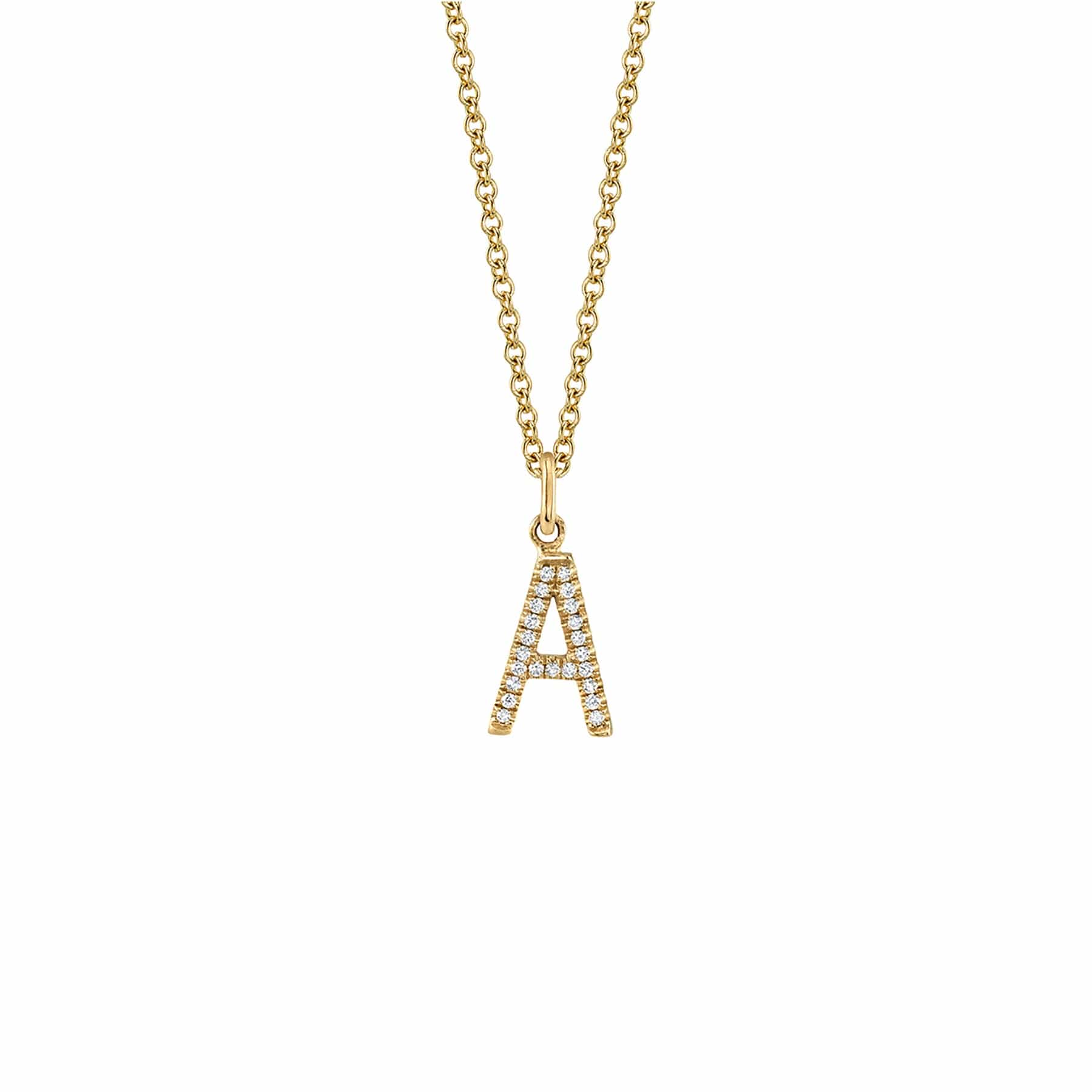 MICHAEL M Necklaces 14K Yellow Gold / A Diamond Initial Pendant P141-YG-A