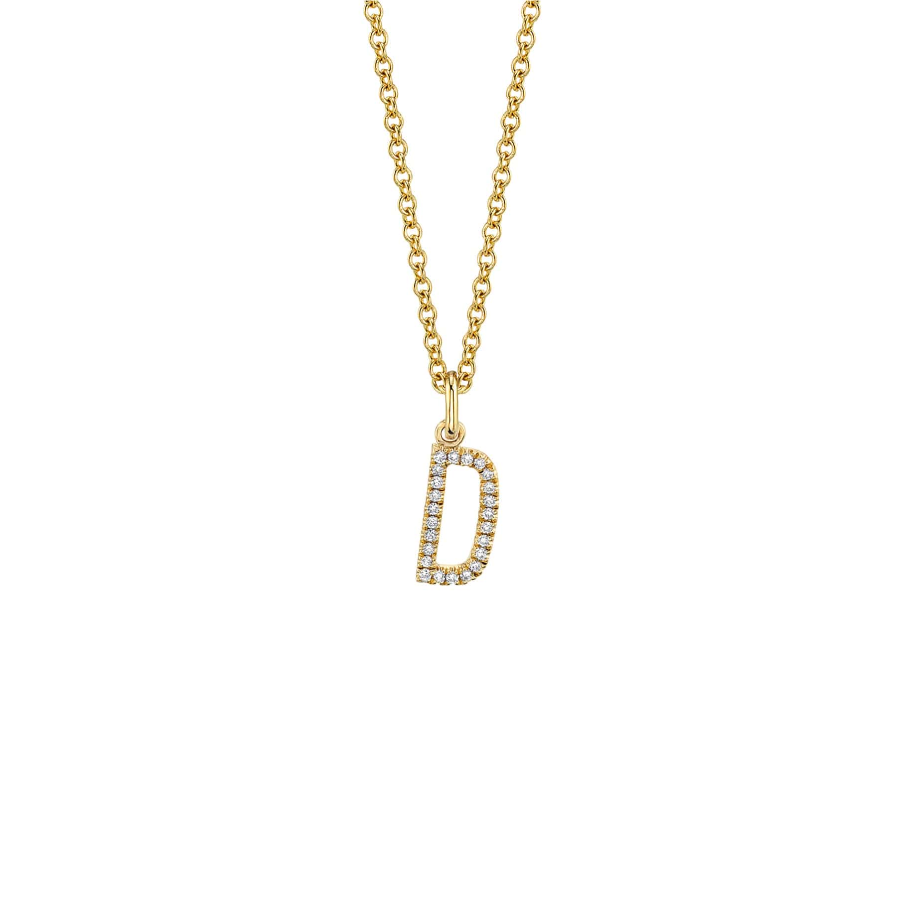 MICHAEL M Necklaces 14K Yellow Gold / D Diamond Initial Pendant P141-YG-D