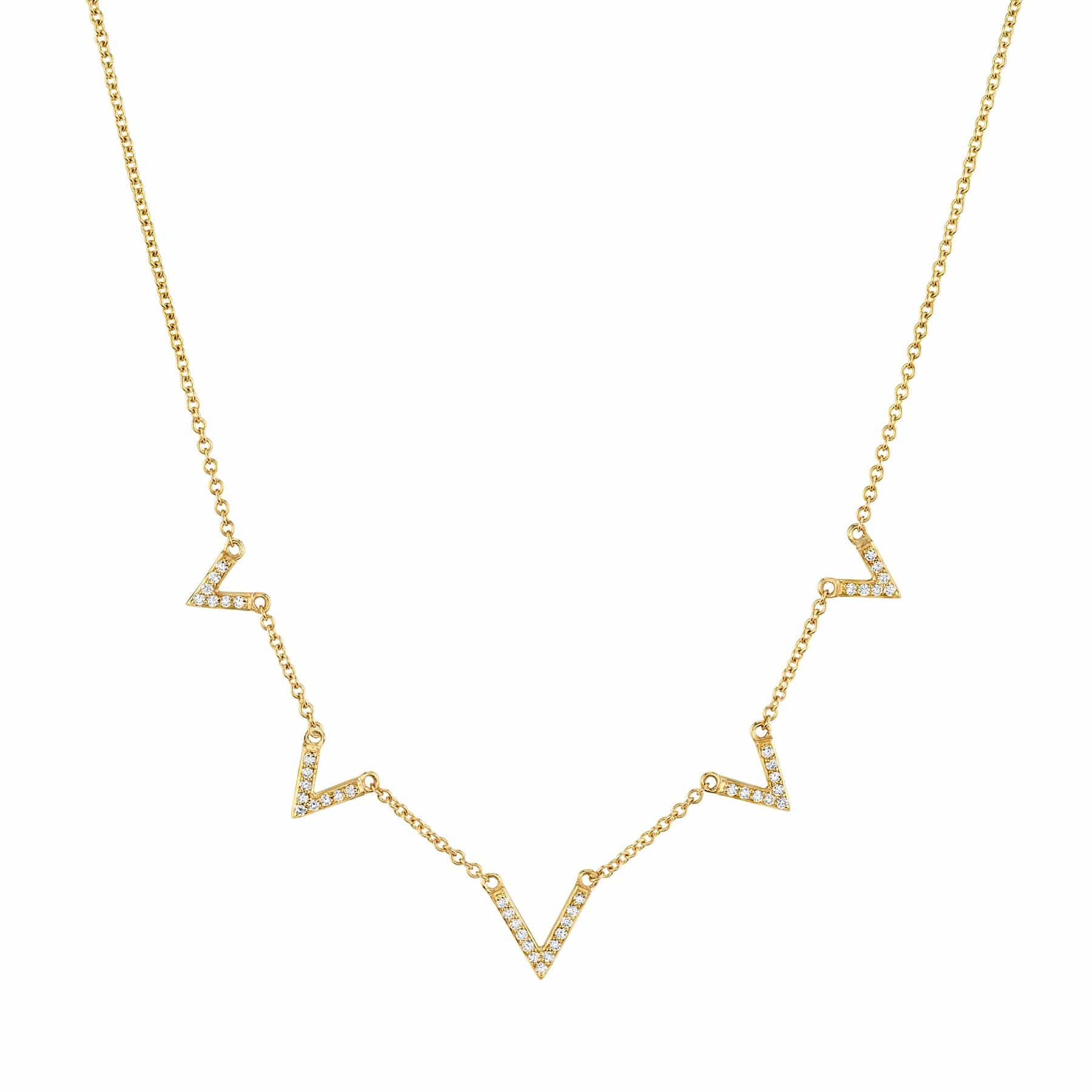 MICHAEL M Necklaces 14K Yellow Gold Diamond V Necklace CN217YG