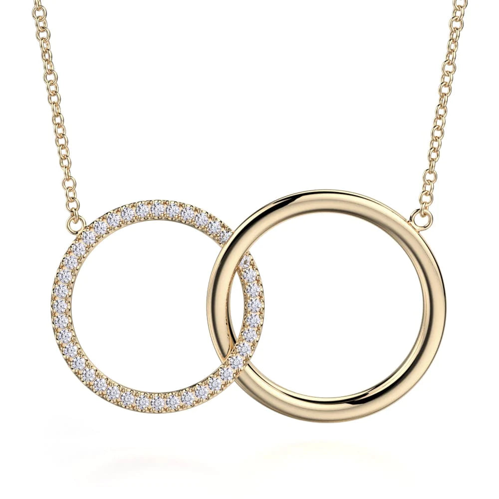 MICHAEL M Necklaces 14K Yellow Gold Double Diamond Circle Necklace P219YG