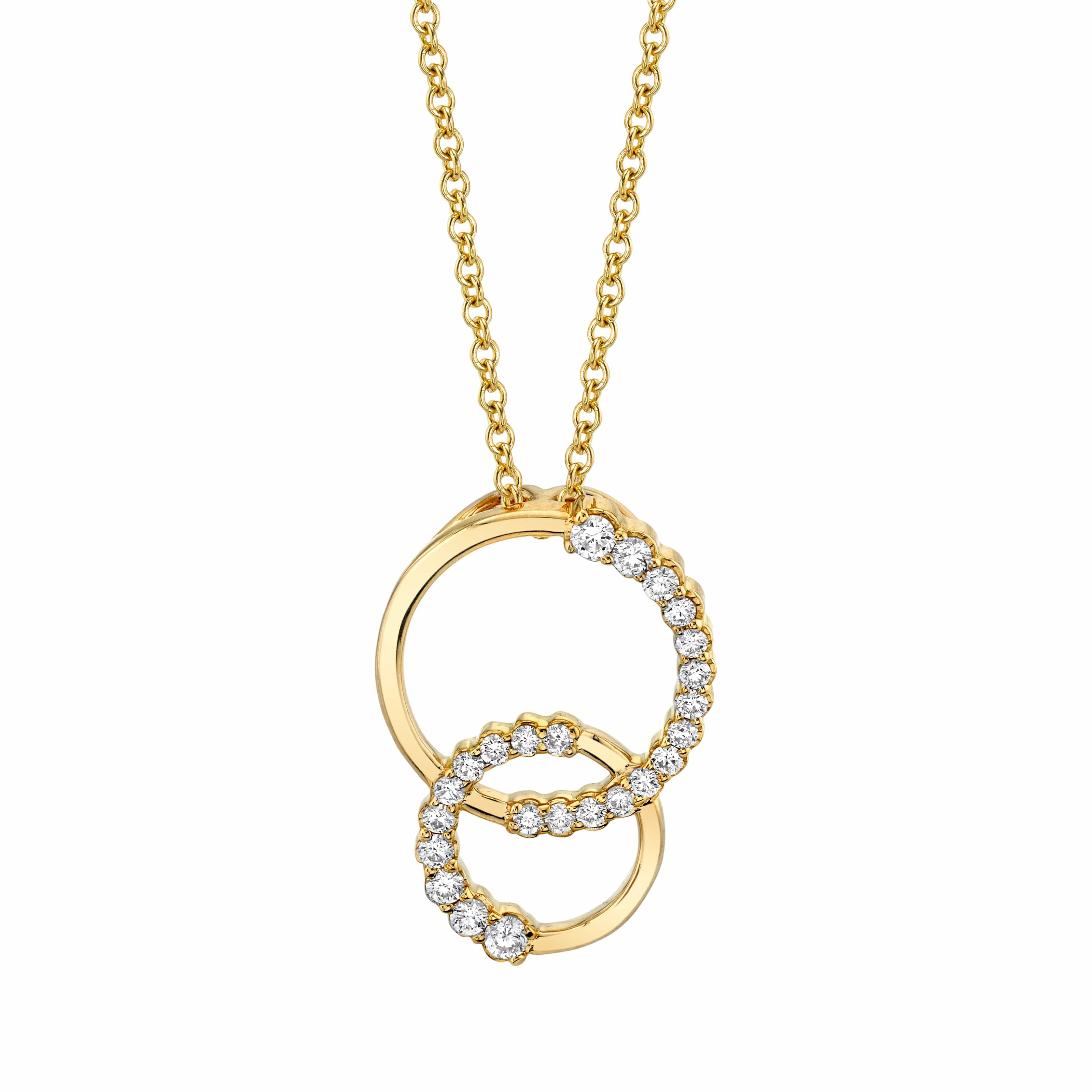 MICHAEL M Necklaces 14K Yellow Gold Double Diamond Circle Pendant P221YG