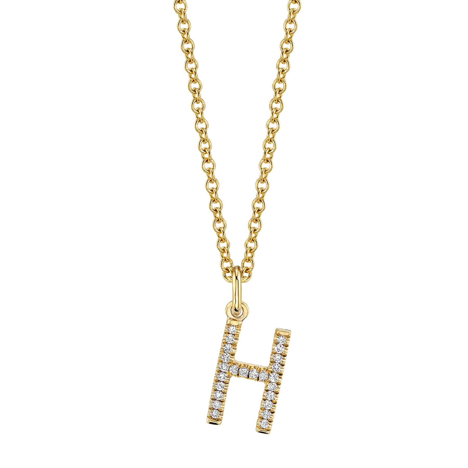 MICHAEL M Necklaces 14K Yellow Gold / H Diamond Initial Pendant P141-YG-H