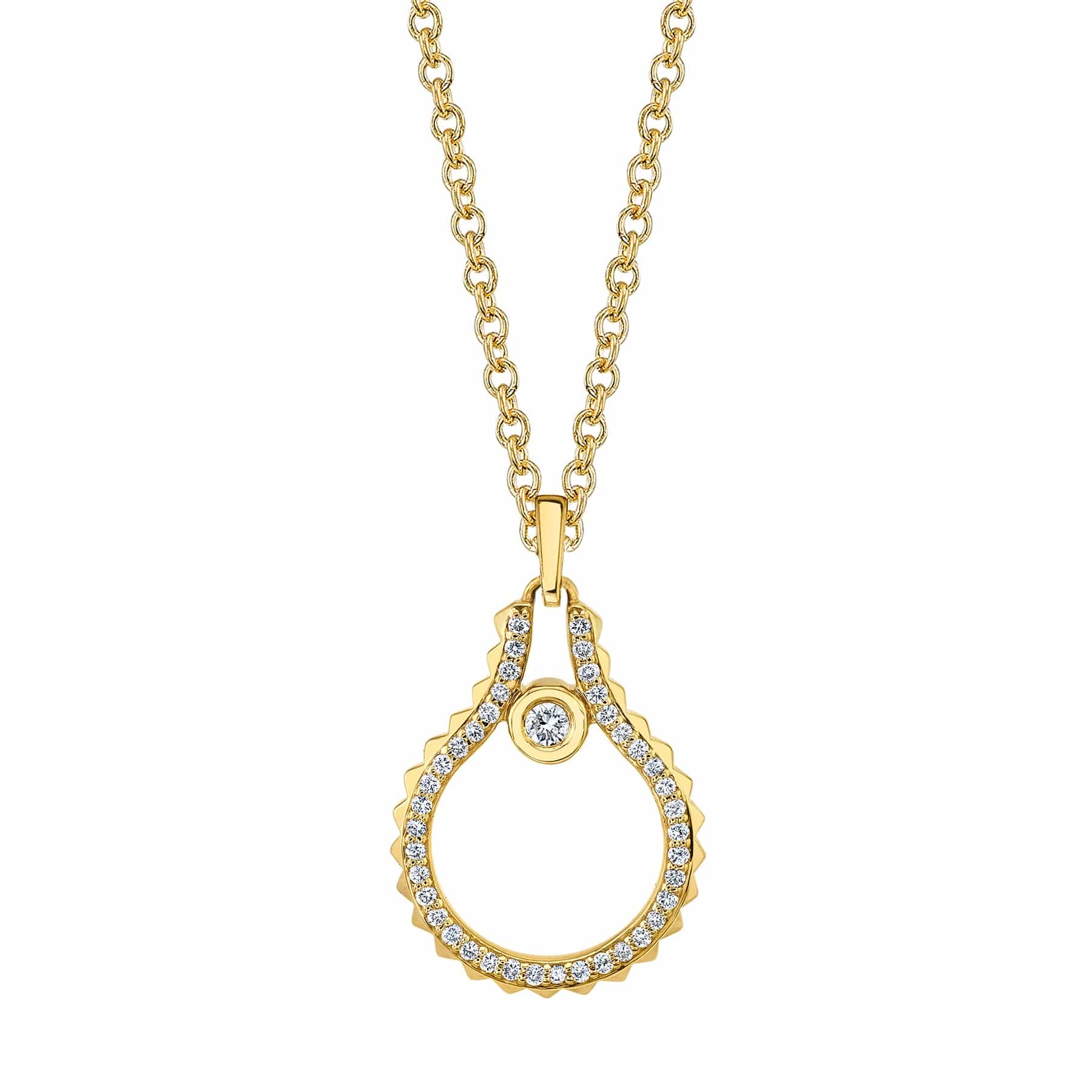 MICHAEL M Necklaces 14K Yellow Gold Pavé Mini Signature MM Tetra Pendant P380YG