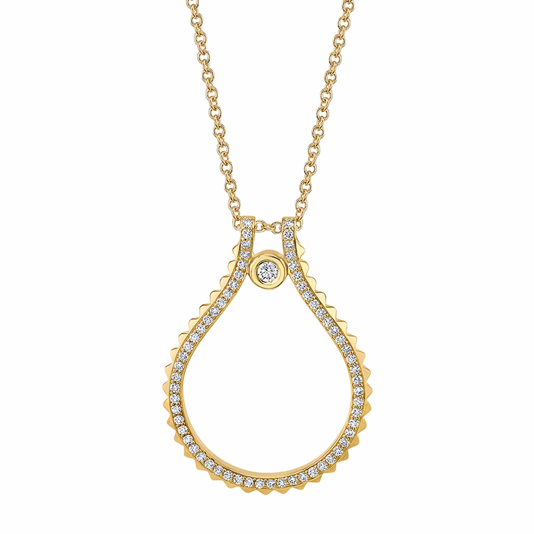 MICHAEL M Necklaces 14K Yellow Gold Pavé Signature MM Tetra Pendant P373YG