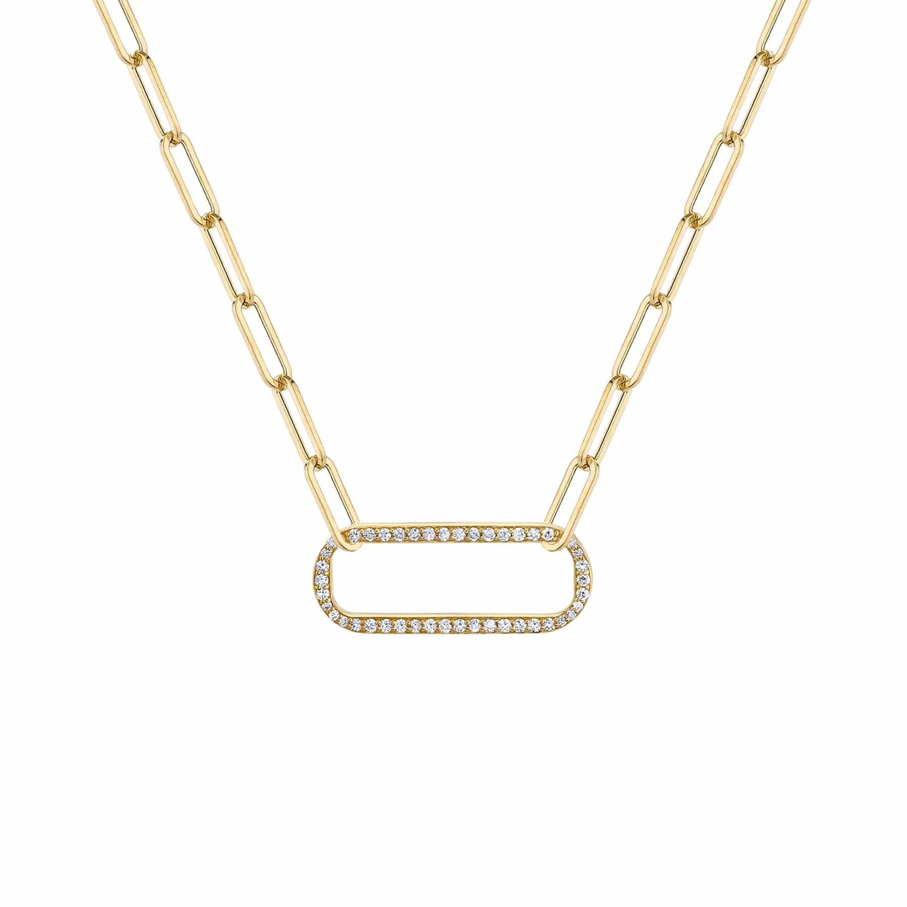 MICHAEL M Necklaces 14K Yellow Gold Pave Singleton Necklace CN356