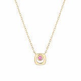 MICHAEL M Necklaces 14K Yellow Gold / Pink Tourmaline - October Signature Birthstone Necklace CN435PT