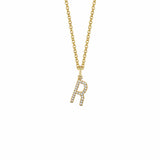 MICHAEL M Necklaces 14K Yellow Gold / R Diamond Initial Pendant P141-YG-R