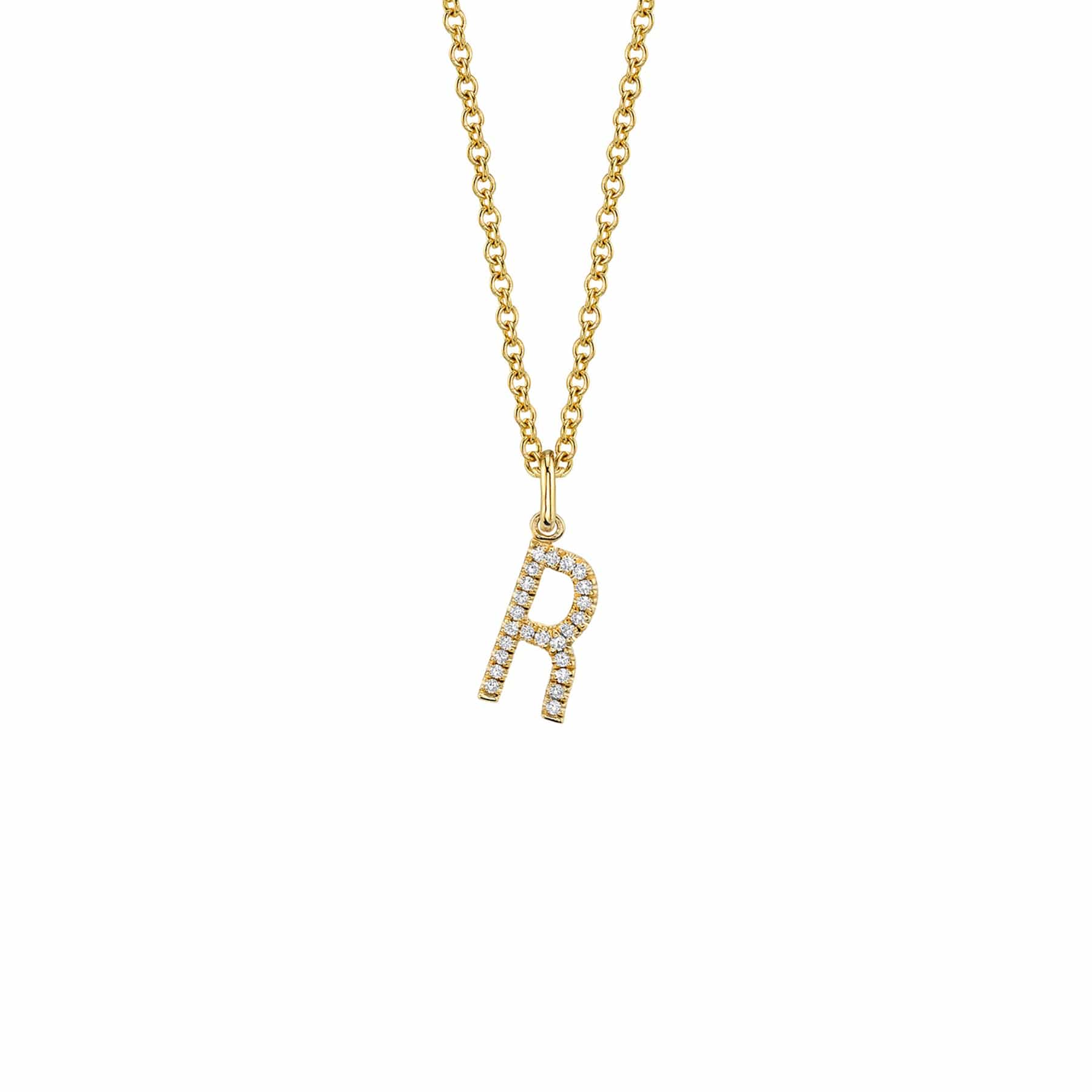 MICHAEL M Necklaces 14K Yellow Gold / R Diamond Initial Pendant P141-YG-R