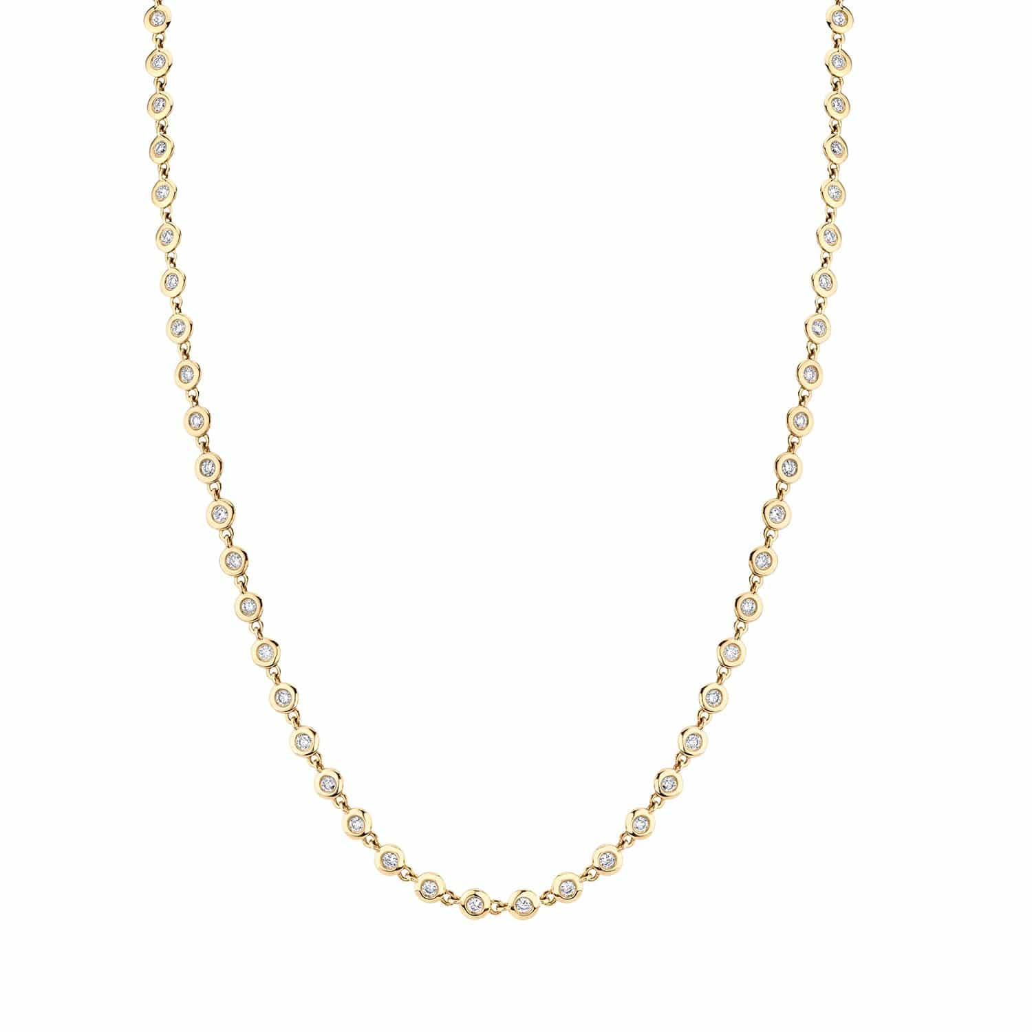 MICHAEL M Necklaces 14K Yellow Gold Round Bezel Tennis Necklace CN411YG