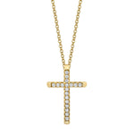 MICHAEL M Necklaces 14K Yellow Gold Small Diamond Cross Pendant P139S-YG