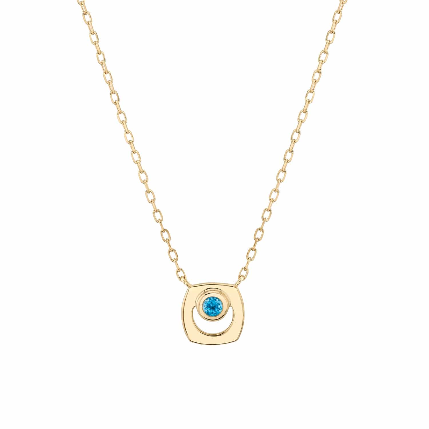 MICHAEL M Necklaces 14K Yellow Gold / Swiss Blue Topaz - December Signature Birthstone Necklace CN435BT