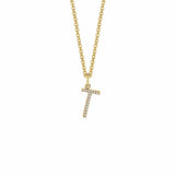 MICHAEL M Necklaces 14K Yellow Gold / T Diamond Initial Pendant P141-YG-T
