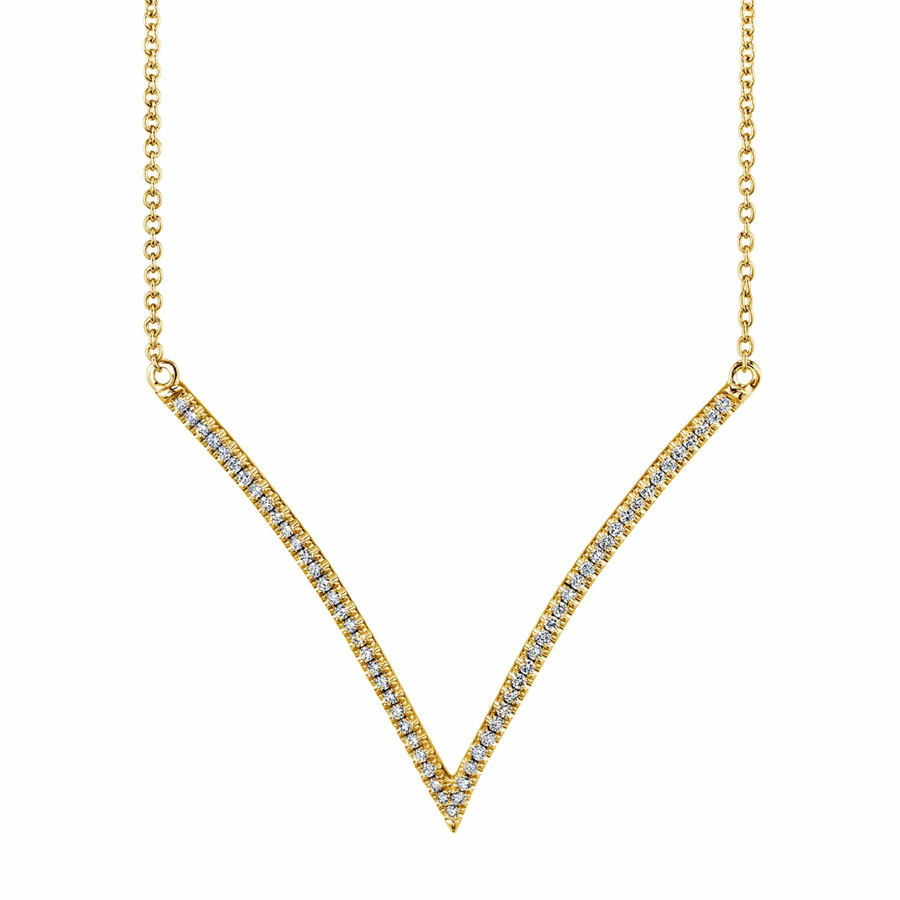 MICHAEL M Necklaces 14K Yellow Gold Wide V Diamond Pendant P217YG