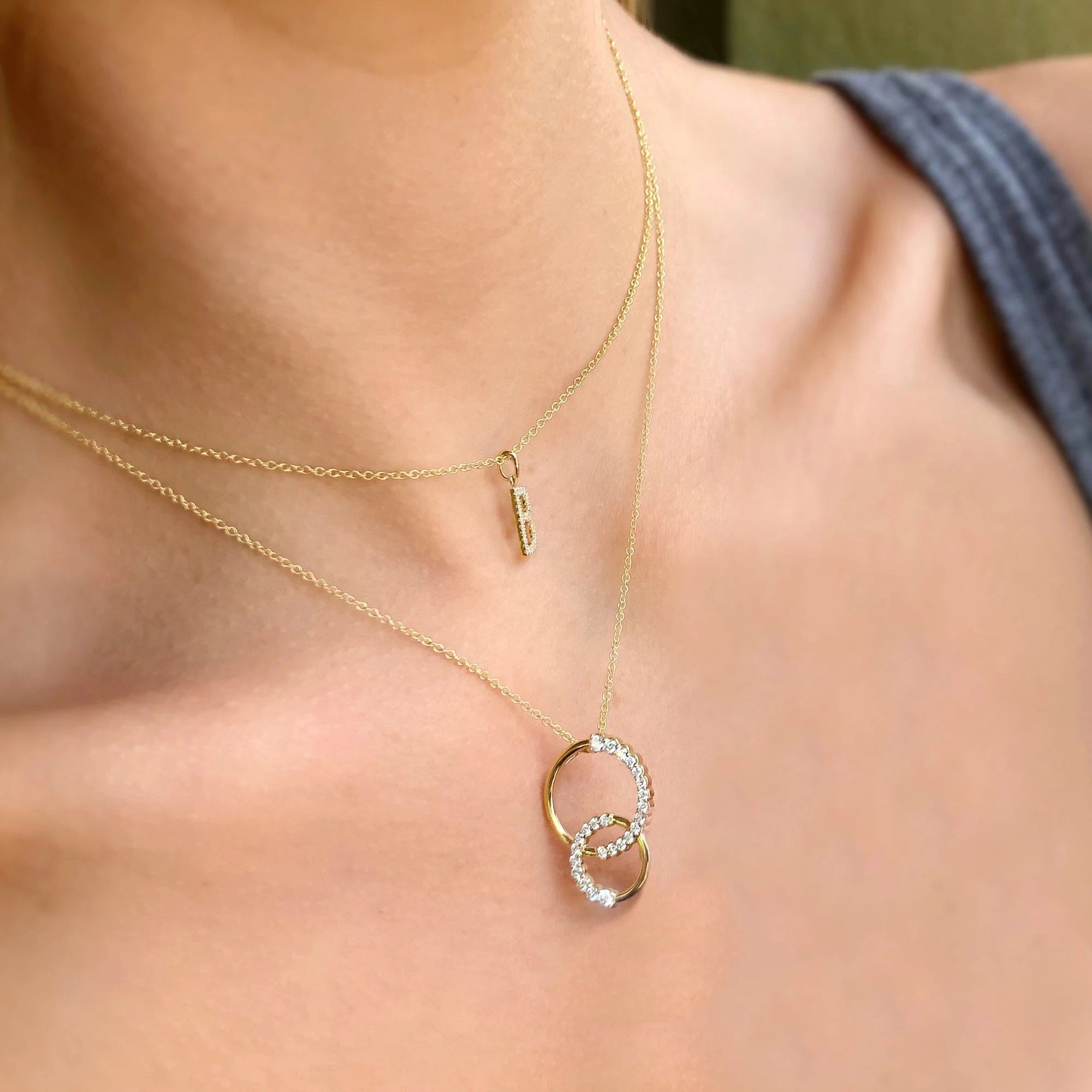 MICHAEL M Necklaces Double Diamond Circle Pendant