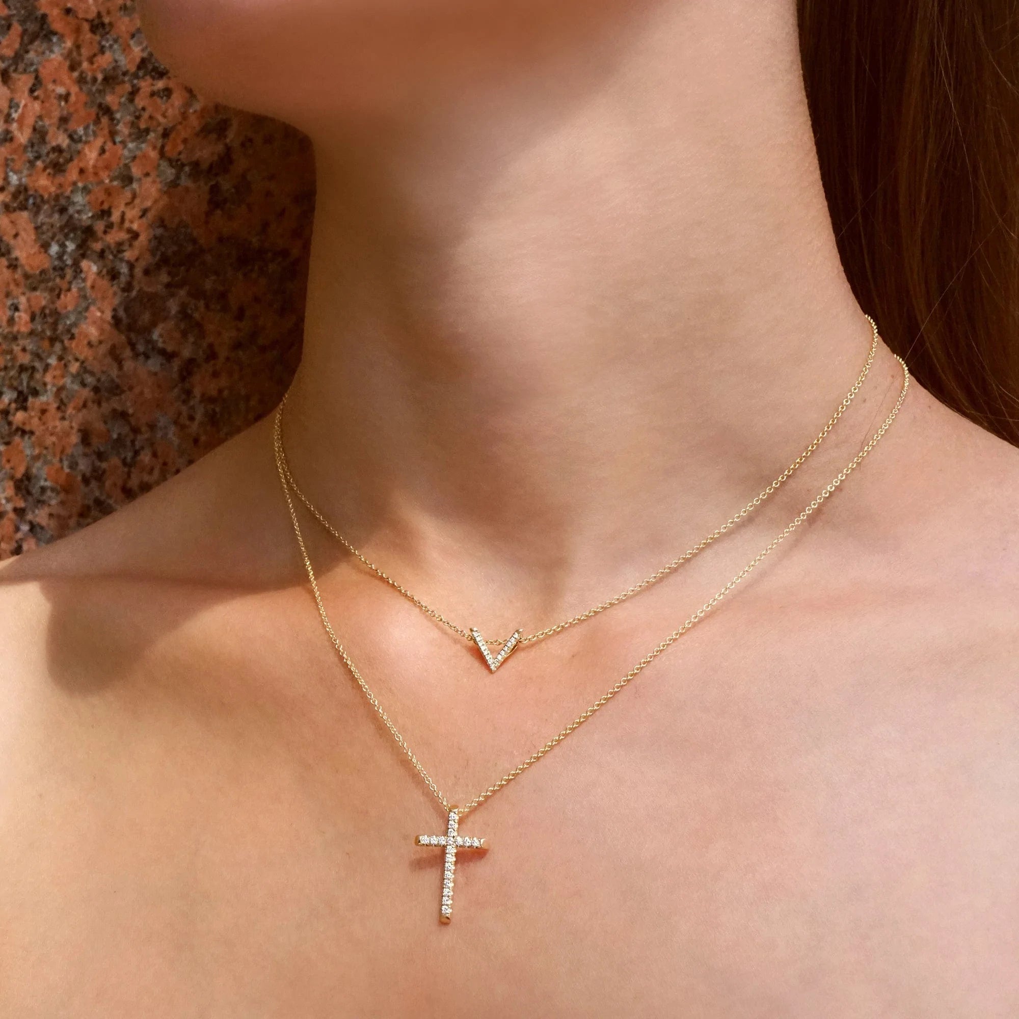 MICHAEL M Necklaces Mini V Diamond Pendant Necklace